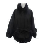  Cecil McBee CECIL McBEE пончо M чёрный черный мех воротник 7 минут рукав талия ремень 804569 /HW #ECF001 женский 