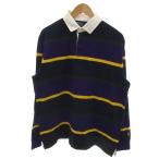 未使用品 ポロ バイ ラルフローレン Polo by Ralph Lauren タグ付き ラガーシャツ L 紫 ボーダー柄 ポロ襟 袖ポニー 長袖 /HW ■ECG001