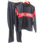  X-girl SPORTS прекрасный товар Wind брейкер верх и низ в комплекте джерси M чёрный черный красный красный длинный рукав Zip выше Logo принт /IL