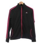  Adidas adidas жакет верхняя одежда M чёрный черный розовый воротник-стойка длинный рукав боковой линия /SX #ECF003 женский 