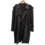  No-brand Vintage кожа тренчкот телячья кожа L чёрный черный двойной Epo let длинный рукав /ML #ECF003 мужской 