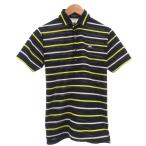  Le Coq s Porte .fle coq sportif прекрасный товар рубашка-поло с коротким рукавом половина кнопка Golf окантовка рисунок Logo вышивка M темно-синий темно-синий желтый желтый /OB