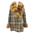  - na emo liHANAE MORI BOUTIQUE твид пальто двойной в клетку натуральный мех /JS #ECF007 женский 