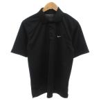 Nike Golf NIKE GOLF прекрасный товар рубашка-поло Logo вышивка короткий рукав M чёрный черный /NL #ECF009