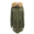  Moussy MOUSSY милитари Mod's Coat длинный длина 1 хаки шерсть . двойной карман с капюшоном . искусственный мех /BJ #ECF009