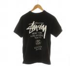 ステューシー STUSSY ワールドツアー Tシャツ カットソー 半袖 ロゴ プリント M 黒 ブラック ■GY30 /MQ メンズ