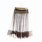 シャネル CHANEL チュールスカート フレア ひざ丈 レース ココマーク 34 XS 茶色 ブラウン /XZ ■GY19 レディース