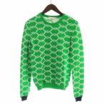 トリーバーチ TORY BURCH ニット セーター 長袖 総柄 ロゴ クルーネック XS 緑 グリーン ■GY19 /MQ メンズ