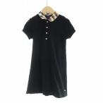 バーバリー ロンドン BURBERRY LONDON ポロシャツワンピース ロング 半袖 ノバチェック フレア 120A 子供服 黒 ブラック キッズ