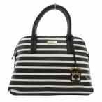 未使用品 ケイトスペード KATE SPADE タグ付き ハンドバッグ ショルダー 2WAY ボーダー ロゴ 白 黒 ホワイト ブラック