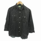シュガーケーン SUGAR CANE シャツ ドット 麻 リネン 七分袖 L 黒 ブラック /HO□ 0425 ■GY12 メンズ