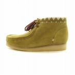 クラークス clarks ワラビー Wallabee ブーツ モカシン ステッチ ロゴ スエード ラウンドトゥ ボア US9.5 27.5cm 黄 イエロー 11826