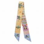  Hermes HERMES Super Silk Quest super шелк Quest tsui Lee шарф шелк общий рисунок желтый цвет желтый orange многоцветный 