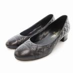 シャネル CHANEL マトラッセ パンプス ココマーク チャンキーヒール 36C 黒 ブラック /UO ■GY19 レディース