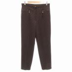 フェンディ FENDI パンツ スラックス ストレート タック ストレッチ ズッカ柄 FFロゴ L 茶 ブラウン /GV ■GY19 レディース