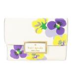 ケイトスペード KATE SPADE リーガン パンジー プリント ミディアム フラップ 二つ折り財布 小銭入れあり レザー 革 パンジー ロゴ 白