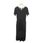 スローブ イエナ SLOBE IENA  オールインワン コンビネゾン ジャンプスーツ ワイド Vネック 半袖 切替 ウエストマーク 黒