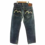 エヴィス EVISU デニムパンツ ジーンズ ジーパン Gパン カモメペイント レザーパッチ ボタンフライ 日本製 35 35 インディゴブルー