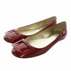 ショッピングエナメル ロジェヴィヴィエ ROGER VIVIER パンプス フラットシューズ エナメル スクエア ロゴ 36.5 23.5cm 赤 レッド /XZ ■GY19 レディース