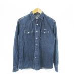 メゾンキツネ MAISON KITSUNE ウエスタンシャツ デニム ダンガリー 長袖 コットン S 紺 ネイビー /AO13 ■GY19 メンズ
