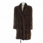 ノーブランド品 毛皮コート ミンクファー 総裏地 ロング 長袖 茶 ブラウン ■GY19 /MQ レディース