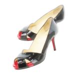 クリスチャンルブタン Christian louboutin パンプス クロスストラップ ハイヒール レザー 革 パテント 小さいサイズ 34.5 21.5cm 黒