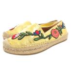 グッチ GUCCI ピラール フローラル刺繍 メタリックレザー エスパドリーユ スリッポン シューズ 花柄 35.5 ゴールドカラー /GV