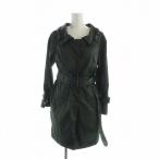 プラダ PRADA トレンチコート ステンカラー 長袖 ミドル ロゴ シングル ストーン 36 XS 緑 グリーン ■GY19 /MQ レディース