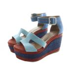 エルメス HERMES サンダル スエード ウェッジソール ストラップ ロゴ 35 22cm マルチカラー ■GY19 /MQ ■OH レディース