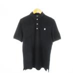 ショッピングハイドロゲン ハイドロゲン HYDROGEN ポロシャツ 鹿の子 半袖 切替リブ ロゴ刺繍 スカル L 黒 ブラック /CK4 ■GY19 メンズ