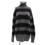 フェンディ FENDI 21AW タートルネック ニット セーター ボーダー モヘア ウール 48 グレー 黒 ブラック /JS ■GY19 レディース