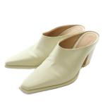 ショッピングボッテガ ボッテガヴェネタ BOTTEGA VENETA ミュール サンダル レザー スクエアトゥ チャンキーヒール 35 22cm 白 ホワイト