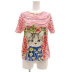 グッチ GUCCI ヒグチユウコ Higuchi Yuko Tシャツ カットソー ボーダー 猫プリント 半袖 12 120cm オフホワイト ピンク ブルー キッズ