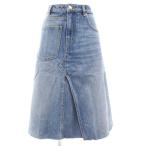 トリーバーチ TORY BURCH デコンストラクト デニムスカート Aライン 切りっぱなし カットオフ 花 フラワー 刺繍 インディゴブルー 10