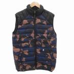 ハイドロゲン HYDROGEN ダウンベスト M ジップアップ 迷彩柄 カモフラ柄 ロゴ 刺繍 黒 ブラック 紺 ネイビー /AE ■GY01 メンズ