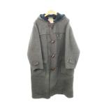  Papas Papas Vintage полупальто "даффл коут" длинный длина шерсть обратная сторона в клетку M серый /AH6 #GY44 мужской 