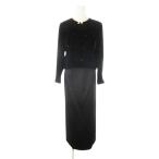 東京ソワール ソワールドルチェ SOIR DOLCE セットアップ ベロアジャケット ノーカラー タイトロングスカート ラインストーン 15 黒