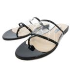 プラダ PRADA トングサンダル シューズ クリア 37.5 黒 ブラック /FF ■GY19 レディース