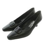 サルヴァトーレフェラガモ Salvatore Ferragamo ヴァラ パンプス レザー スクエアトゥ ヒール 5.5 22.5cm 黒 ブラック