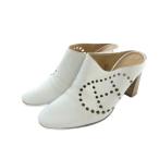 エルメス HERMES エブリン ミュール サンダル Hパンチング ロゴ レザー 35.5 22.5cm 白 ホワイト ■GY01 /MQ ■OH レディース