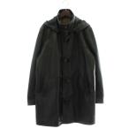 WIND ARMOR полупальто "даффл коут" внешний кожа ягненка овечья кожа средний капот подкладка в клетку кривошип кнопка Zip выше L чёрный 