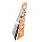 ディオール Dior ABCDior ミッツァ スカーフ 絹 シルク 星 スター イニシャルS 総柄 ロゴ オレンジ グレー /XZ ■OH ■GY19 レディース