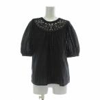 ウラ ジョンソン ULLA JOHNSON ブラウス シルク混 パフスリーブ レース 総柄 2 M 黒 ブラック /XZ ■GY19 レディース