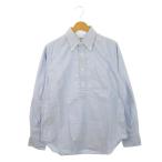 ショッピングINDIVIDUALIZED INDIVIDUALIZED SHIRTS オックスフォードシャツ ボタンダウン 長袖 ハーフボタン プルオーバー コットン USA製 15.5-33 青 ブルー