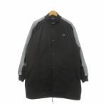 ショッピングフレッドペリー フレッドペリー FRED PERRY ブルゾンジャケット インナー中綿ベスト付き ライン バイカラー ロゴ刺繍 L 黒 ブラック /AH21 ■GY44