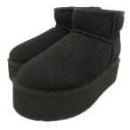 未使用品 エミュー emu Australia stinger micro flatform タグ付き ムートンブーツ 厚底 スエード 24cm 黒 ブラック /JS ■GY19