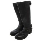 FRYE  エンジニアブーツ レザー 7.5 B 黒 ブラック ベルト装飾 ミドル丈 /FF ■GY19 レディース