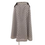 エムズグレイシー M'S GRACY 23年製 フレアスカート ギンガムチェック リボン ひざ丈 38 白 ホワイト 黒 ブラック 317319 /JS