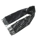 フェンディ FENDI マフラー スカーフ ストール ズッカ柄 総柄 FFジャカードウール フリンジ グラデーション 黒 ブラック グレー