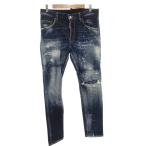 ディースクエアード DSQUARED2 DARK SS SNOWBOARD WASH SKATER JEAN デニムパンツ ジーンズ ダメージ加工 ボタンフライ 46 インディゴ S71L